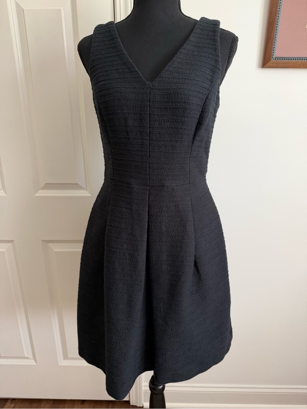 Sleeveless wool boucle dress